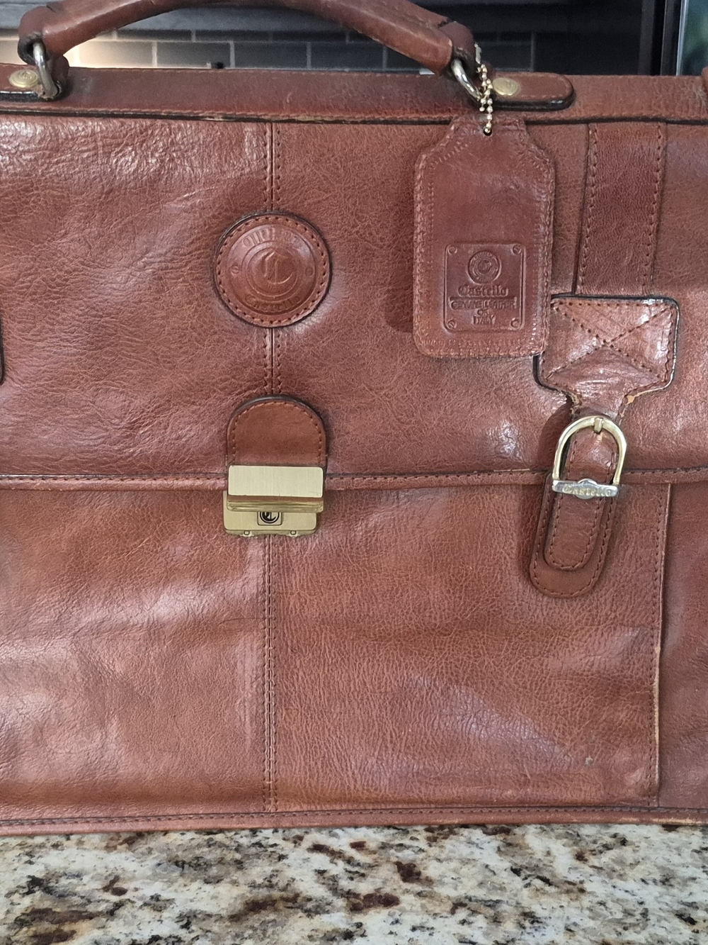 Castello Brown Leather Men's Briefcase